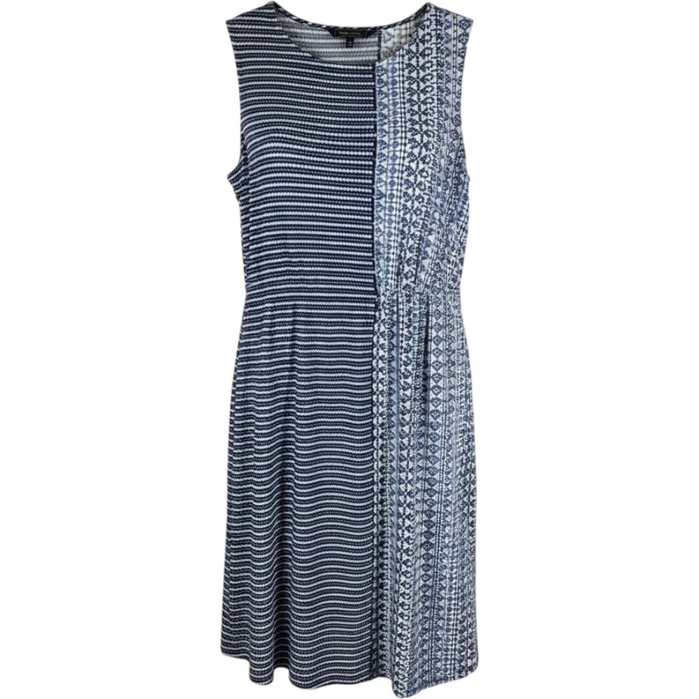 BCBGMAXAZRIA Alayna Mixed Print Asymmetrical Hem Sleeveless Midi Dress Black M